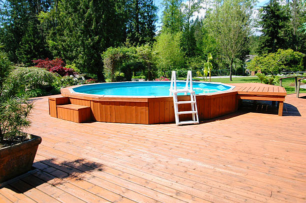 above ground pool with deck